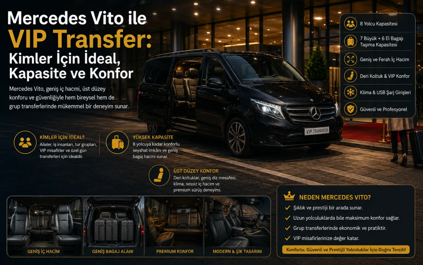 Mercedes Vito ile VIP Transfer: Kimler İçin İdeal, Kapasite ve Konfor